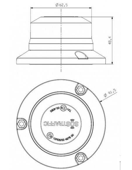 Micro gyrophare à Led fixation 3 vis