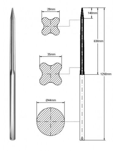 Dent de chargeur Diamètre 45, L1250